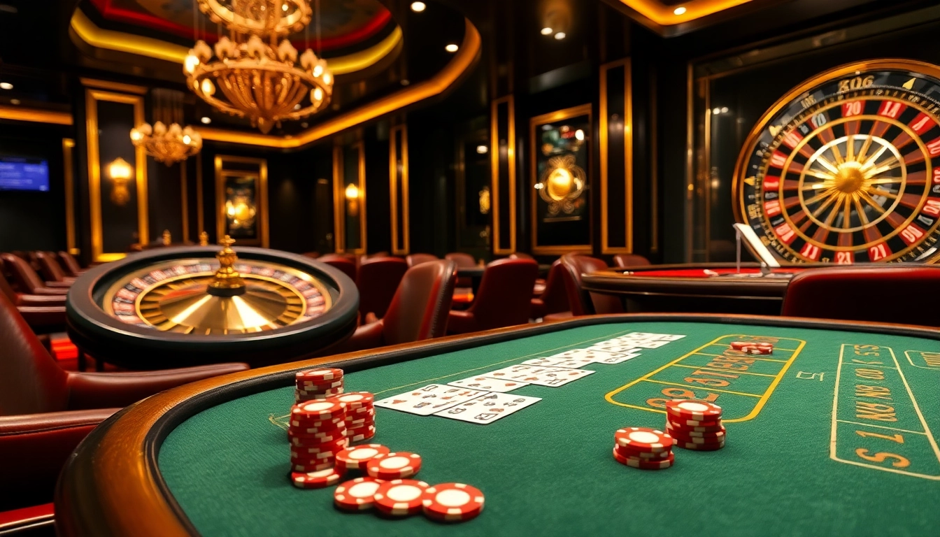 Engage in a thrilling king 88 casino experience at a luxurious gaming table with vibrant poker chips and cards.