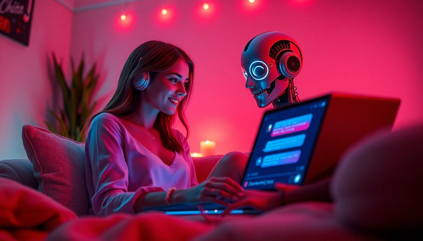 Engaging interaction with a sex chat AI on a smartphone in a cozy setting.
