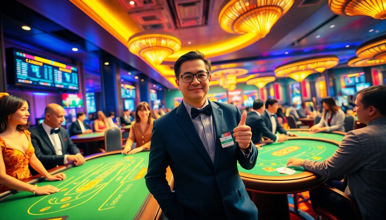 Engaging online casino scene at good88.hu.net featuring players and dealers in action