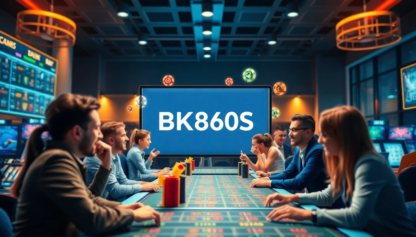 Engaging scene of players enjoying diverse games at bk860s.com online casino, highlighting excitement and safety.